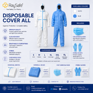 RaySafe sterile disposable coverall with zipper made from SSMMS material
