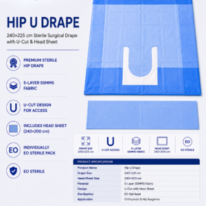 RaySafe Hip U Drape 240 × 225 cm sterile surgical drape