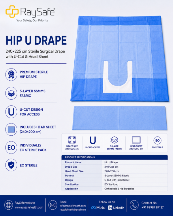RaySafe Hip U Drape 240 × 225 cm sterile surgical drape